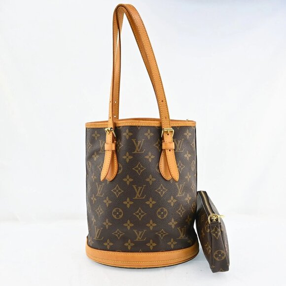 Authentic Louis Vuitton Monogram Bucket PM Leather Brown Tote bag bsj1062-110725 - Picture 2 of 16